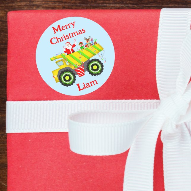 Adesivo Feliz Papai noel De Natal Em Despejo Com Elf, Rudo (Festive dump truck: Santa, Elf & Rudolph spread gift-filled cheer. Ideal for dump truck fans!)