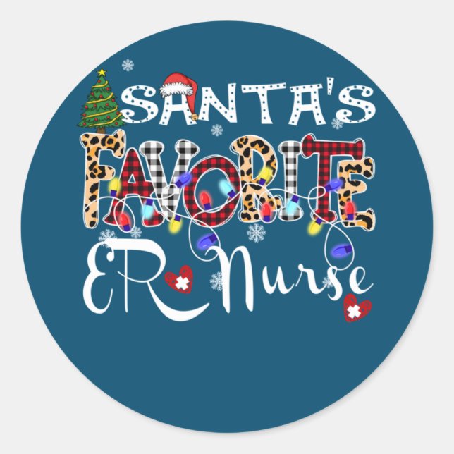 Adesivo Feliz Papai noel de Natal favorito da enfermeira d (Frente)