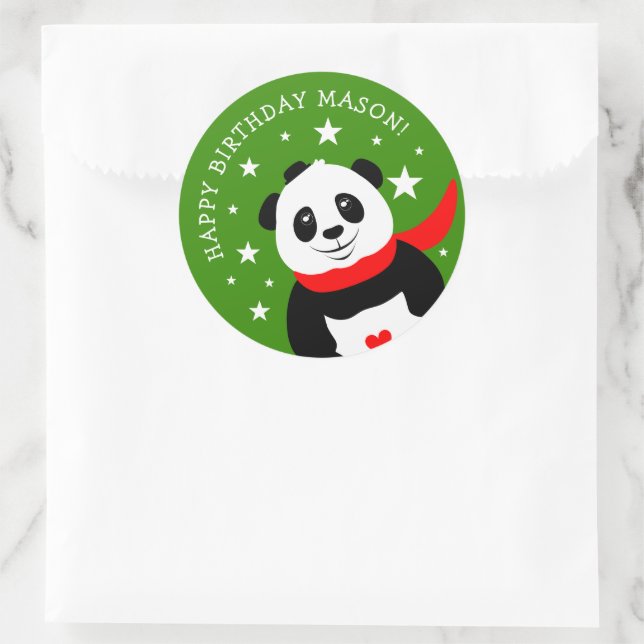 Adesivo Feliz Parabéns, Panda com Bowler Hat & Scarf (Bolsa)