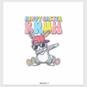 Adesivo Feliz Páscoa Bruh Bunny Dab Coelho Dança Meninos C