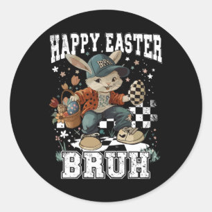 Adesivo Feliz Páscoa Bruh Bunny Skateboarding Crianças de 