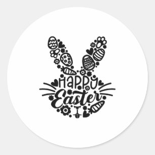 Adesivo Feliz Páscoa, Bunny Face Homens Mulheres Crianças