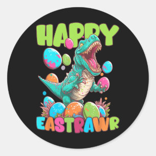 Adesivo Feliz Páscoa Menino Crianças T-rex Páscoa Dino