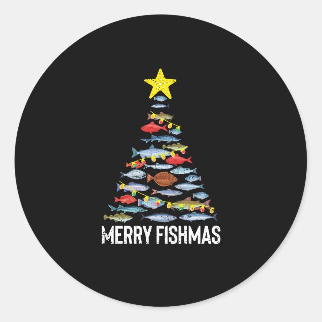 Adesivo Feliz Peixe Engraçado Pescado Natal Xmas (Frente)