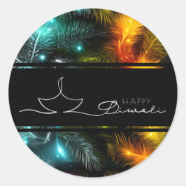 Adesivo Feliz pena de Diwali e luzes