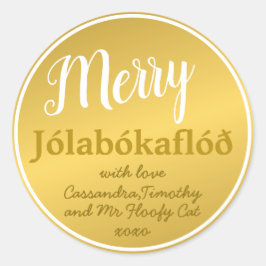 Adesivo Feliz Personalizada Família Jólabókaflóð