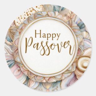 Adesivo Feliz Pessach Seder Pink Beige Ágata Mármore