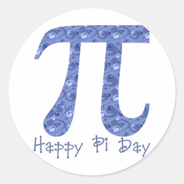 Adesivo Feliz Pi Day Blue Swirls 2 (Frente)