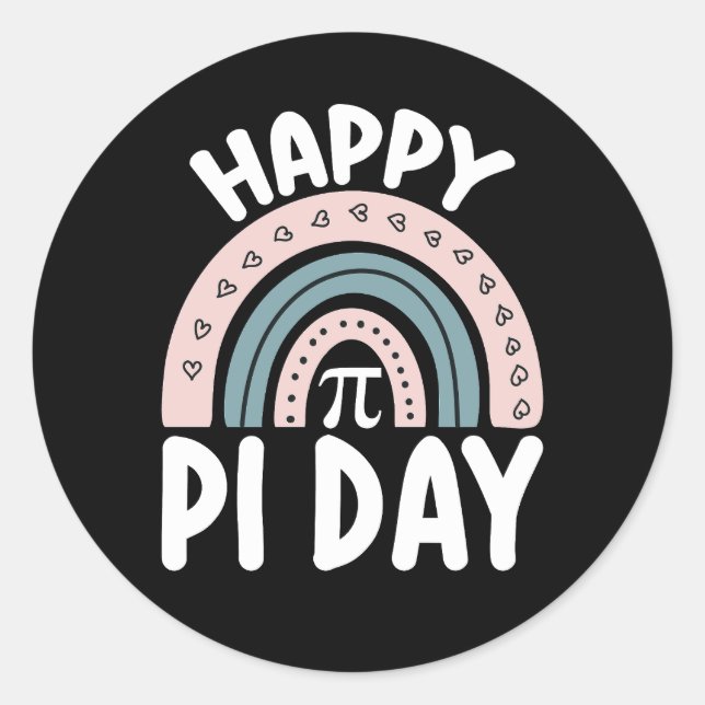 Adesivo Feliz Pi Day Boho Rainbow Mathemat (Frente)