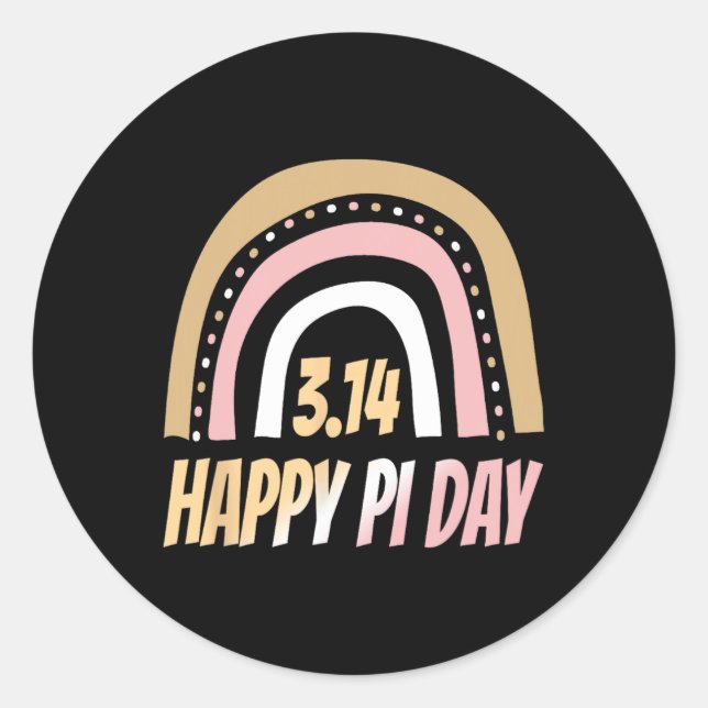 Adesivo Feliz Pi Day Matemático Professor Rainbow Pi Da (Frente)