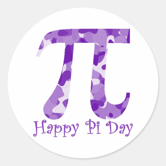 Adesivo Feliz Pi Day Purple Camo (Frente)