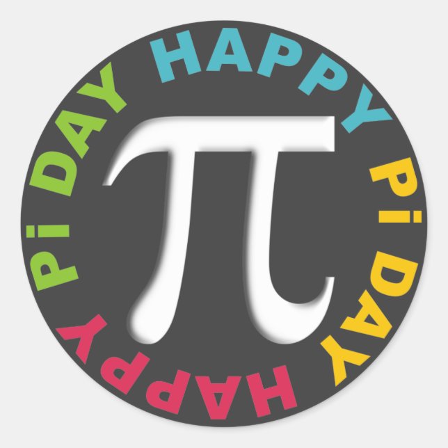 Adesivo Feliz Pi Day Vestir Cores Brilhantes (Frente)