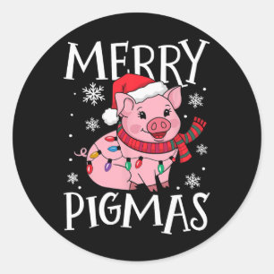 Adesivo Feliz Pigmas Engraçado Papais noeis De Natal Pig X