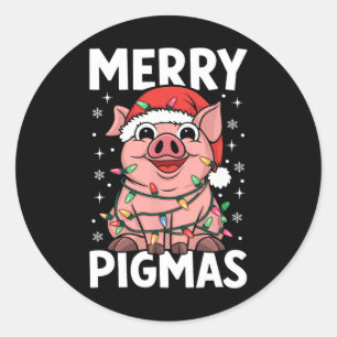 Adesivo Feliz Pigmas Engraçado Papais noeis De Natal Pig X