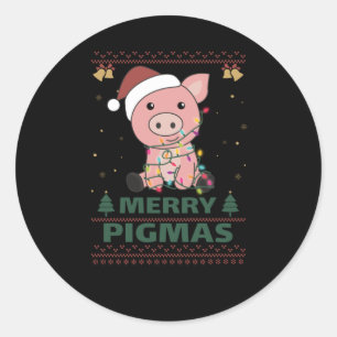 Adesivo Feliz Pigmas Engraçado Pig Natal Pun