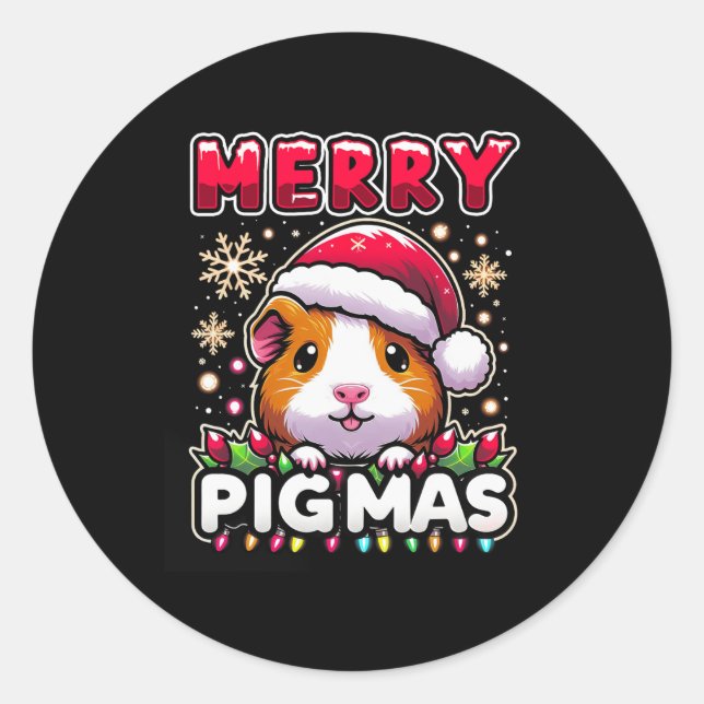 Adesivo Feliz Pigmas Engraçado Xmas Natal Guinheiro (Frente)