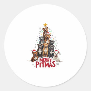 Adesivo Feliz Pitmas Pitbull Cão Suéter Feio de Natal Tr