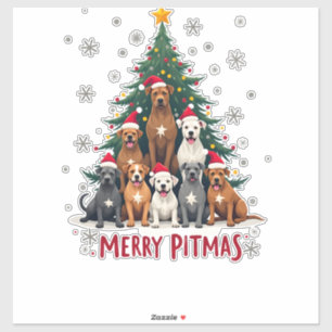 Adesivo Feliz Pitmas Pitbull Cão Suéter Feio de Natal Tr