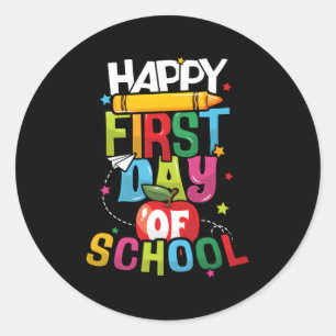 Adesivo Feliz Primeiro Dia Da Escola De Volta Aos Estudant