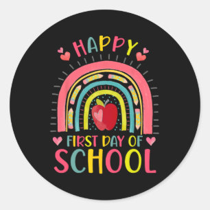 Adesivo Feliz Primeiro Dia De Aula Arco-Íris Professor De