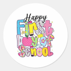 Adesivo Feliz Primeiro Dia De Aula Lápis Professor Criança