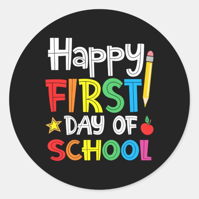 Adesivo Feliz Primeiro Dia De Boas-Vindas À Escola (Frente)