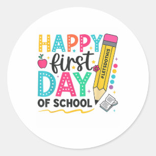 Adesivo Feliz Primeiro Dia De Professores De Lápis Na Esco