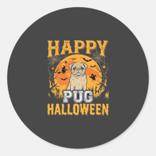 Adesivo Feliz Pug Desenho de Cachorro Assustador de Hallow