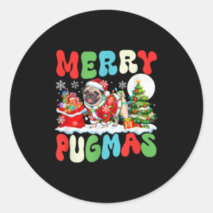 Adesivo Feliz Pugmas Papais noeis de Natal Pug Costume Col