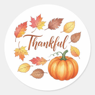 Adesivo Feliz Pumpkin e Folhas de outono