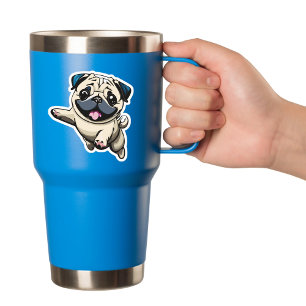 Adesivo Feliz Puppy Pug Pulando