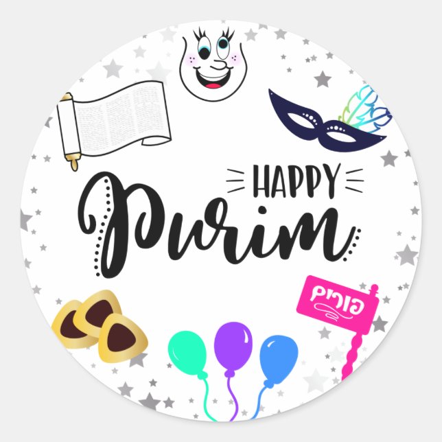 Adesivo Feliz Purim (Frente)