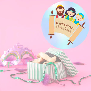 Adesivo Feliz Purim Megillah Crianças Personalizadas