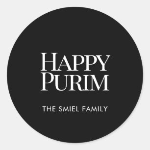 Adesivo Feliz Purim Nome de Família Clássico
