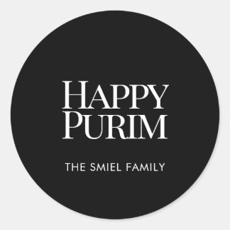 Adesivo Feliz Purim Nome de Família Clássico