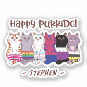 Adesivo Feliz Purride - Gatos do Orgulho LGBTQ