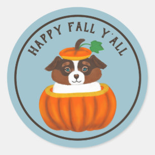 Adesivo Feliz Queda, Cachorro na Pumpkin Sticker