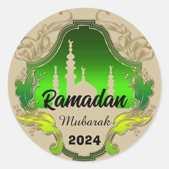 Adesivo Feliz Ramadan Mubarak Kareem personalizado em 2024 (Frente)