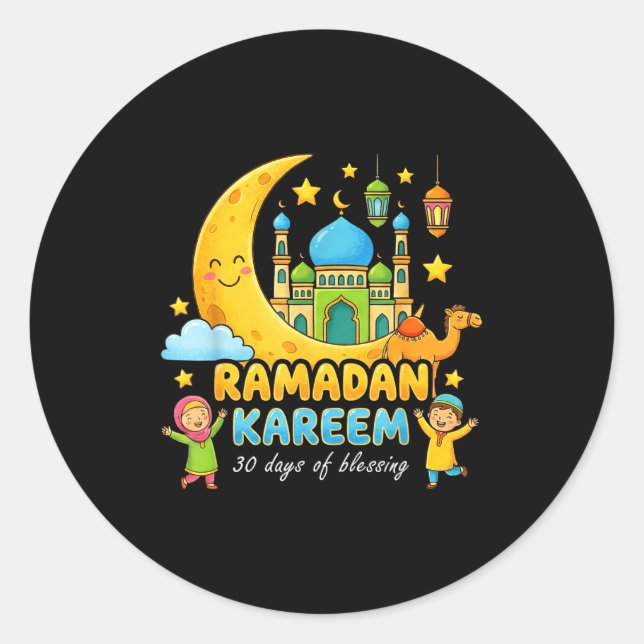 Adesivo Feliz ramadan mubarak para jovens rapazes mês de r (Frente)