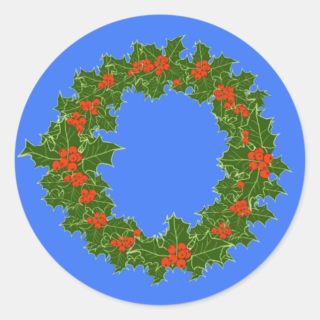 Adesivo Feliz Red Berry e Holly Wreath para o Natal (Frente)