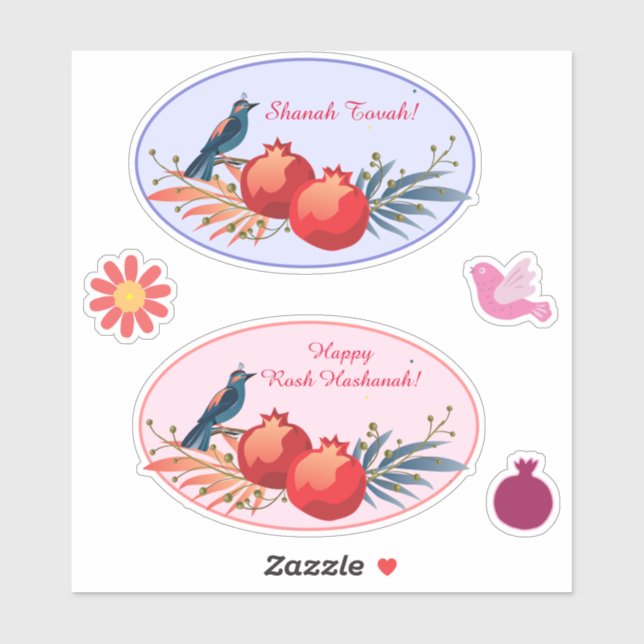Adesivo Feliz Rosh Hashanah Jewish Ano Novo Padrão Floral (Folha)
