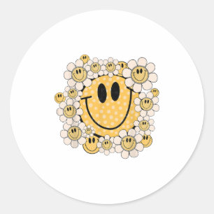 Adesivo Feliz Rosto Daisy Flower Pré-Disquete Estético Sor