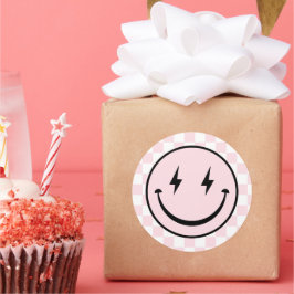 Adesivo Feliz Rosto Groovy Pink Girl Aniversário