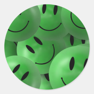 ADESIVO FELIZ ROSTO VERDE SMILIE CIRCULOS LAYEREN PADRÃO 