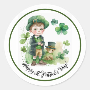 Adesivo Feliz Rua.Dia de Patrick Aquarela Pequeno Irlandês