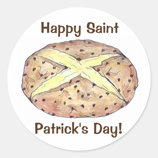Adesivo Feliz Rua, dia de Patrick, Pão de Soda Irlandês (Frente)