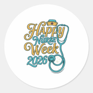 Adesivo Feliz Semana das Enfermeiras 2026 Camisa de Esteto