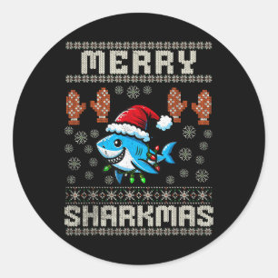 Adesivo Feliz Sharkmas Natal Ugly Xmas Kids Shar