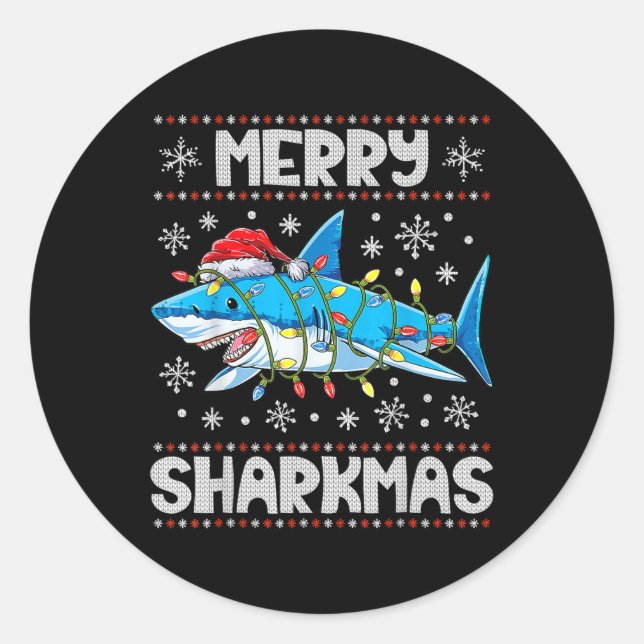Adesivo Feliz Sharkmas Sharkmas Papais noeis de Natal Feia (Frente)