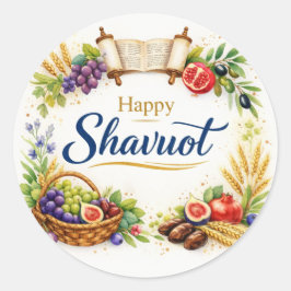 Adesivo Feliz Shavuot Adesivo, Aquarela, Frutas, Torá